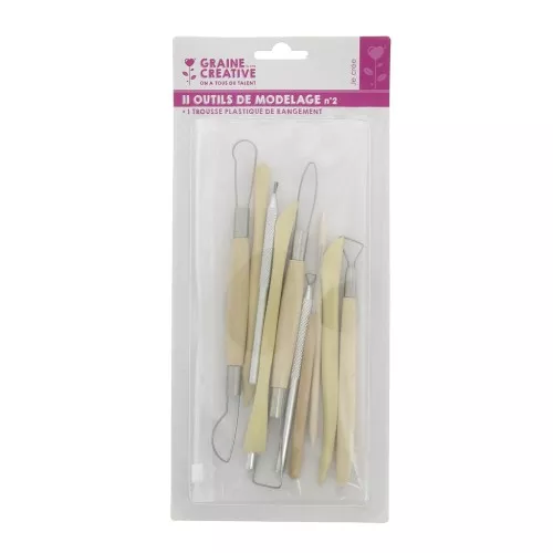 Set de 11 outils de modelage n°2 + trousse de rangement - Graine créative  x1