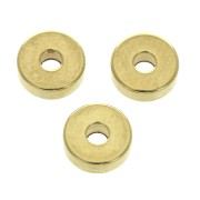 Perles rondelles Heishi en laiton - disques plats percés - 6x2 mm - Doré à l'or fin x15