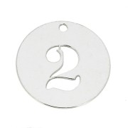 Breloque ronde chiffre 2 - 12 mm en Argent 925 épaisseur 0.4 mm x1|raw }}