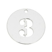 Breloque ronde chiffre 3 - 12 mm en Argent 925 épaisseur 0.4 mm x1|raw }}