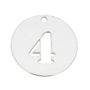 Breloque ronde chiffre 4 - 12 mm en Argent 925 épaisseur 0.4 mm x1|raw }}