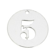 Breloque ronde chiffre 5 - 12 mm en Argent 925 épaisseur 0.4 mm x1|raw }}