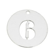 Breloque ronde chiffre 6 - 12 mm en Argent 925 épaisseur 0.4 mm x1|raw }}