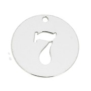 Breloque ronde chiffre 7 - 12 mm en Argent 925 épaisseur 0.4 mm x1|raw }}