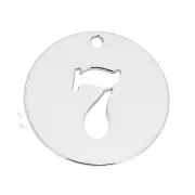 Breloque ronde chiffre 7 - 12 mm en Argent 925 épaisseur 0.4 mm x1