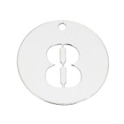 Breloque ronde chiffre 8 - 12 mm en Argent 925 épaisseur 0.4 mm x1|raw }}