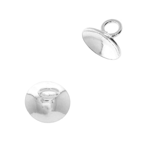 Coupelle lisse - attache pendentif- avec anneau soudé 8 mm Argenté x1