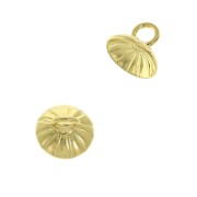 Coupelle striée - attache pendentif- avec anneau soudé 8 mm Doré à l'or fin x1|raw }}