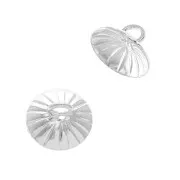 Coupelle striée - attache pendentif- avec anneau soudé 10 mm Argenté x1