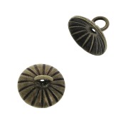 Coupelle striée - attache pendentif- avec  anneau soudé 10 mm Bronze x1