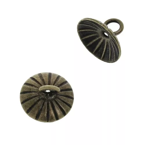 Coupelle striée - attache pendentif- avec anneau soudé 10 mm Bronze x1