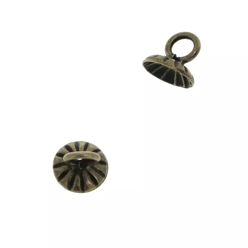 Coupelle striée - attache pendentif- avec anneau soudé 6 mm Bronze x1