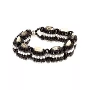 Perles en verre tchèque Carrier Bead Groove 2 trous 9 x 17 mm Jet x 10