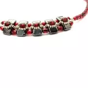 Perles en verre tchèque Carrier Bead Groove 2 trous 9x17 mm Jet Hematite  x10