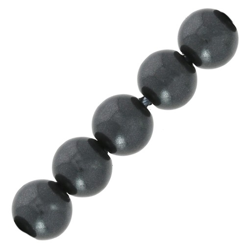Perles rondes nacrées légères en résine 4 mm Gris Foncé x20