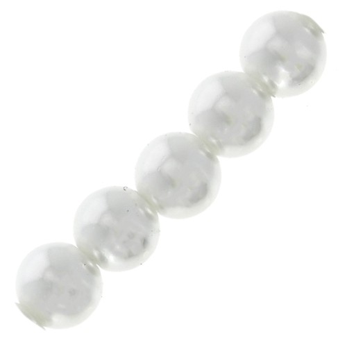 Perles rondes nacrées légères en résine 4 mm Blanc x20