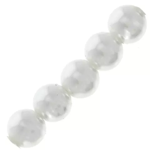 Perles rondes nacrées légères en résine 6 mm Blanc x15