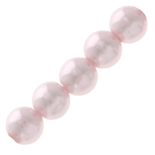 Perles rondes nacrées légères en résine 6 mm Rose Clair x15