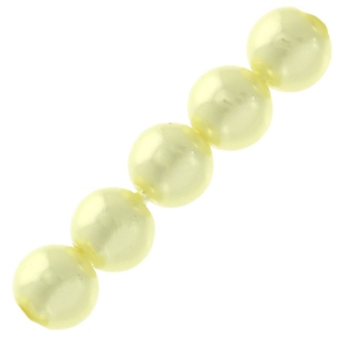 Perles rondes nacrées légères en résine 6 mm Jaune Clair x15