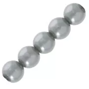 Perles rondes nacrées légères en résine 6 mm Gris x15