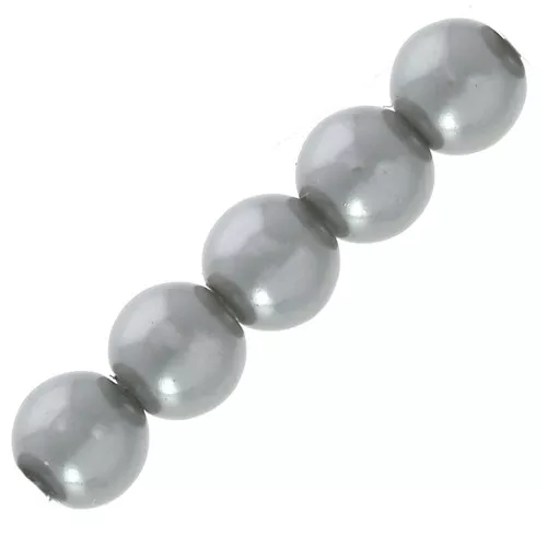 Perles rondes nacrées légères en résine 6 mm Gris x15