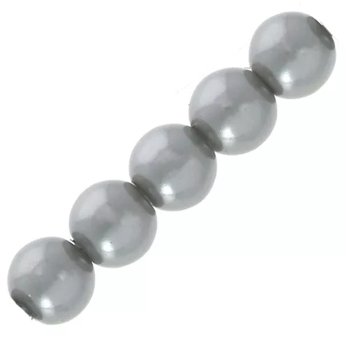 Perles rondes nacrées légères en résine 8 mm Gris x10