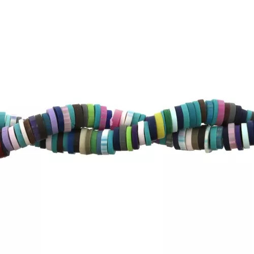 Perles Heishi rondelles  en pâte polymère 5x1 mm Multicolore Bleu/Violet x39 cm