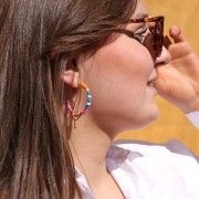 Perles Heishi rondelles  en pâte polymère 5x1 mm Multicolore Bleu/Violet x39 cm