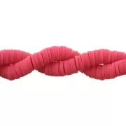 Perles rondelles Heishi en pâte polymère 6x1 mm Fuchsia x39 cm