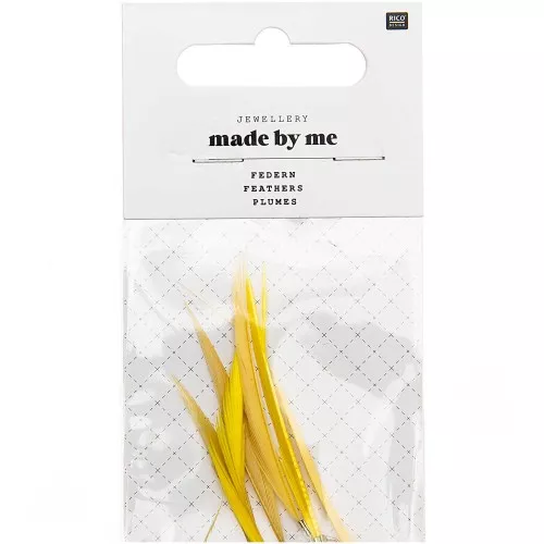 Assortiment de 6 plumes Made by me 5 cm pour la création de bijoux - Jaune