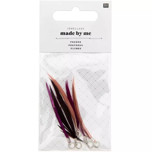 Assortiment de 6 plumes Made by me 5 cm pour la création de bijoux - Violet