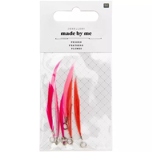 Assortiment de 6 plumes Made by me 5 cm pour la création de bijoux - Fuchsia