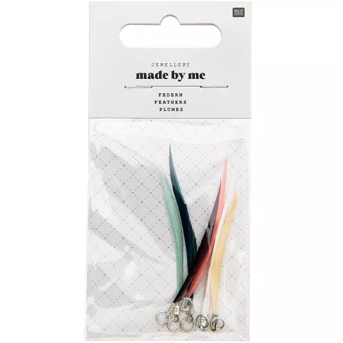 Assortiment de 6 plumes Made by me 5 cm pour la création de bijoux - Multicolore