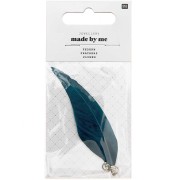 Assortiment de 2 plumes Made by me 7 cm pour la création de bijoux - Bleu Canard|raw }}