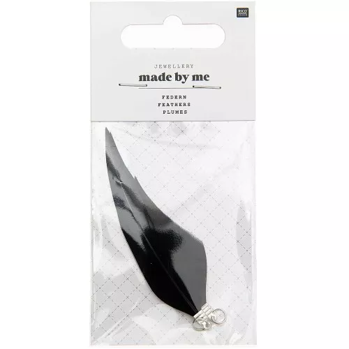 Assortiment de 2 plumes Made by me 7 cm pour la création de bijoux - Noir