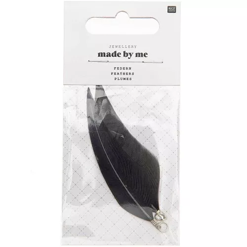 Assortiment de 2 plumes Made by me 7 cm pour la création de bijoux - Gris