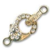 Fermoir mousqueton 21 mm doré Strass Crystal x1|raw }}