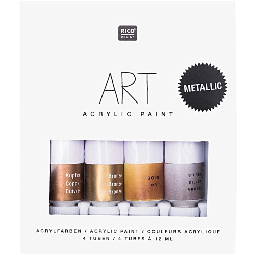 Set de 4 tubes de peinture acrylique de 12 ml - Art par Rico Design - Metallic x1