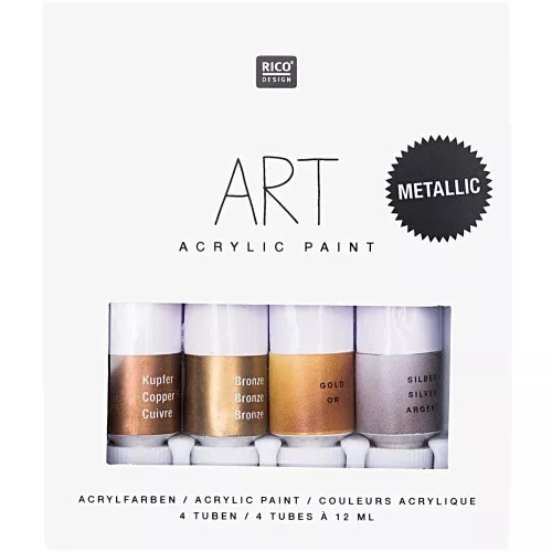 Set de 4 tubes de peinture acrylique de 12 ml - Art par Rico Design - Metallic x1