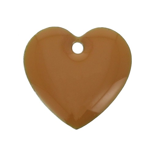 Sequins coeurs en métal et résine époxy 15 mm Moutarde x4