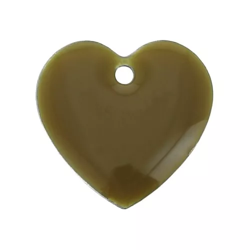 Sequins coeurs en métal et résine époxy 15 mm Olive x4