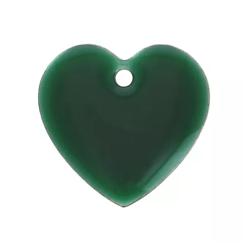 Sequins coeurs en métal et résine époxy 15 mm Vert Sapin x4