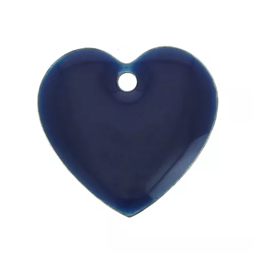 Sequins coeurs en métal et résine époxy 15 mm Bleu Nuit x4