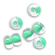 Perles rocailles Preciosa 5/0 4.5 mm - Crystal Green Lined x20g