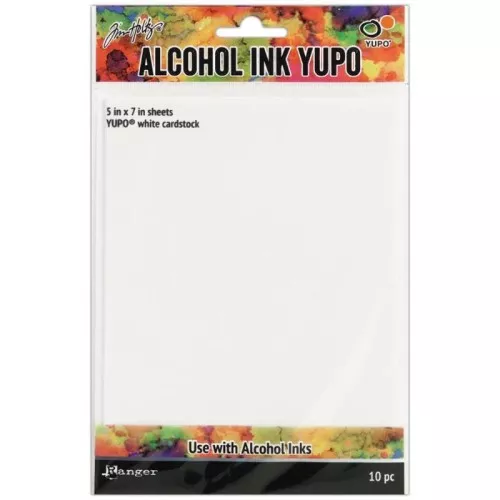 10 Feuilles de carton blanc Yupo 127x177 mm pour encres à alcool Ranger -Tim Holtz