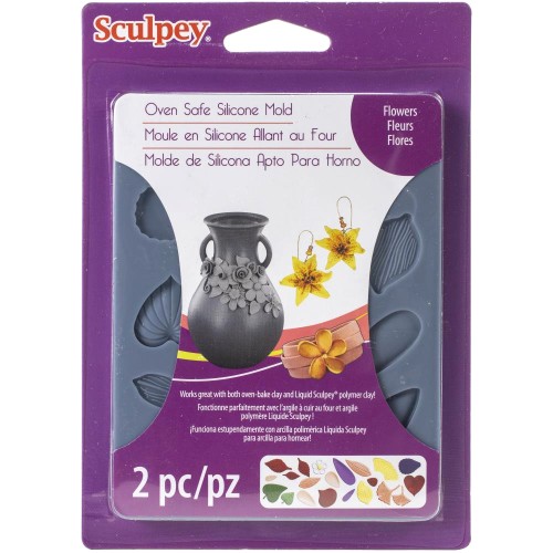 Moule en silicone Sculpey - Fleurs et feuilles x1