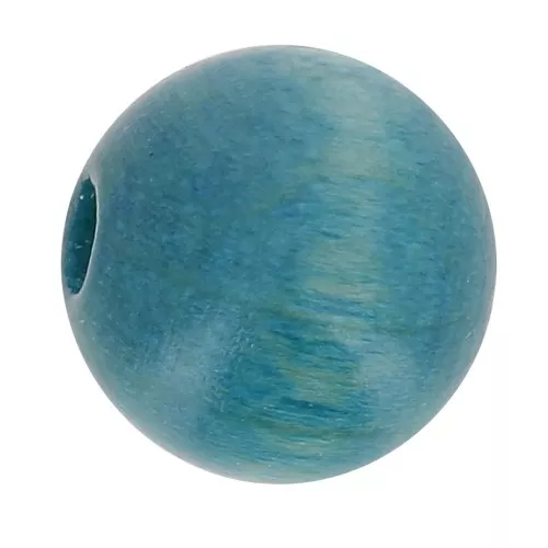 Perles rondes en bois 20 mm - Bleu canard x5