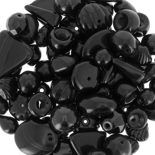 Assortiment de perles pressées - Noir x50g