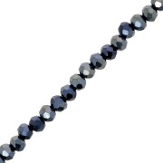 Perles rondelles facettées - rondes aplaties - 4x3.5 mm - Jet Hématite x41cm|raw }}