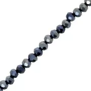 Jet - Perles rondelles facettées - rondes aplaties - 4x3.5 mm - Jet Hématite x41cm Perles rondelles facettées - rondes aplaties - 4x3.5 mm - Jet Hématite x41cm